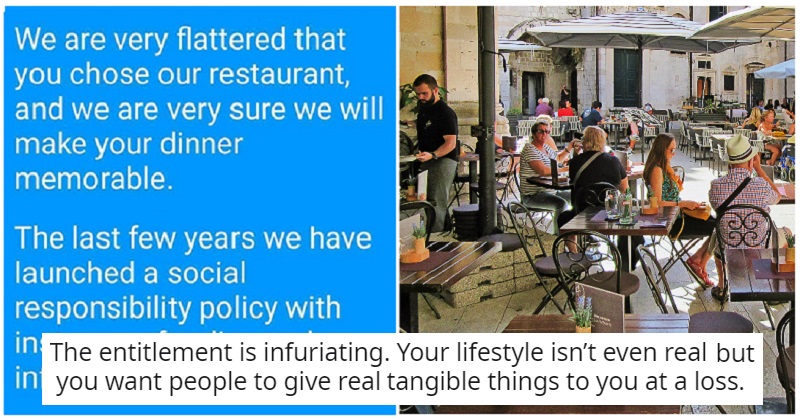 A restaurant in Greece has come up with the perfect way of dealing with scrounging “influencers”