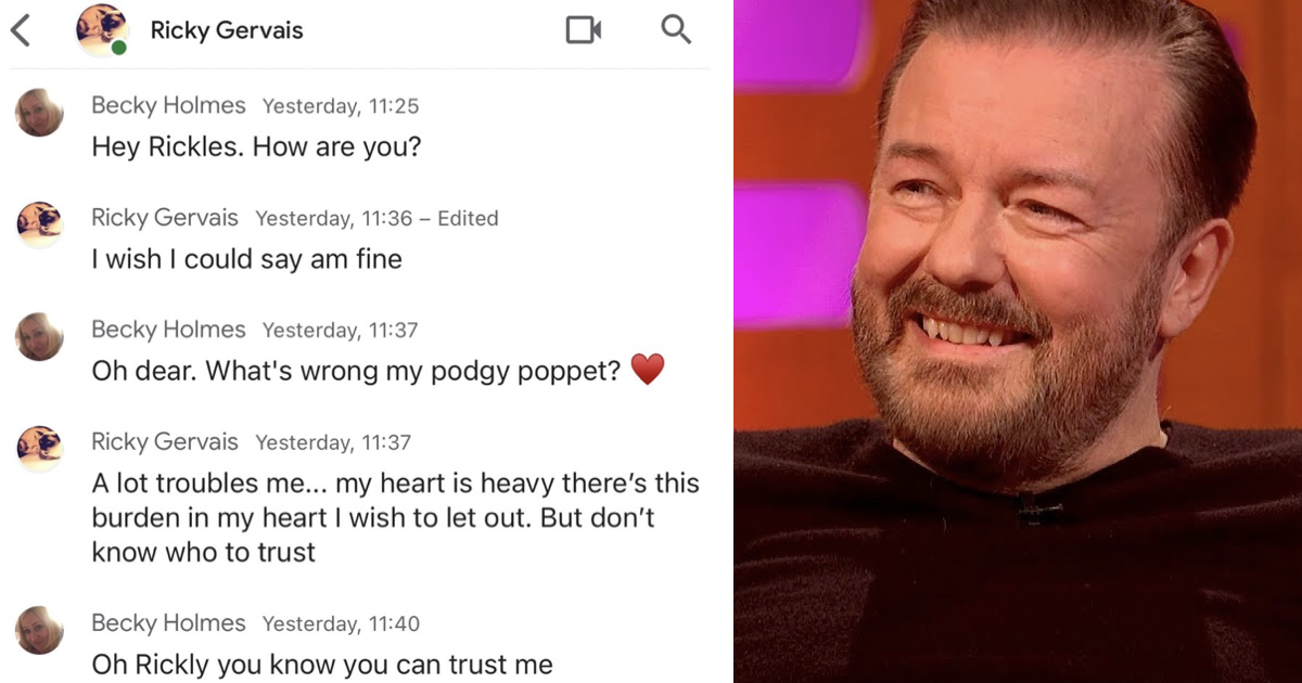 The glorious takedown of this 'Ricky Gervais' romance scammer is ...