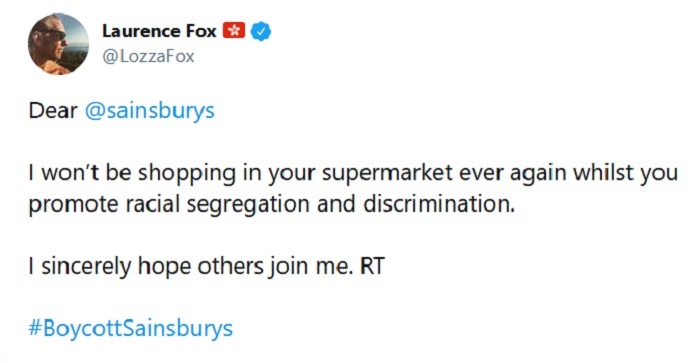 I won't be shopping in your supermarkets again while you promote racial discrimination and segregation. I sincerely hope others join me.