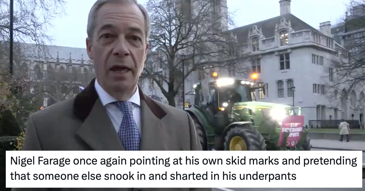 Nigel Farage asked why farmers were protesting outside Parliament and the nation replied as one