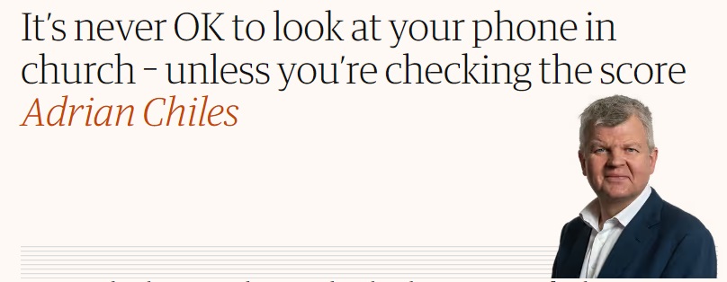It’s never OK to look at your phone in church – unless you’re checking the score