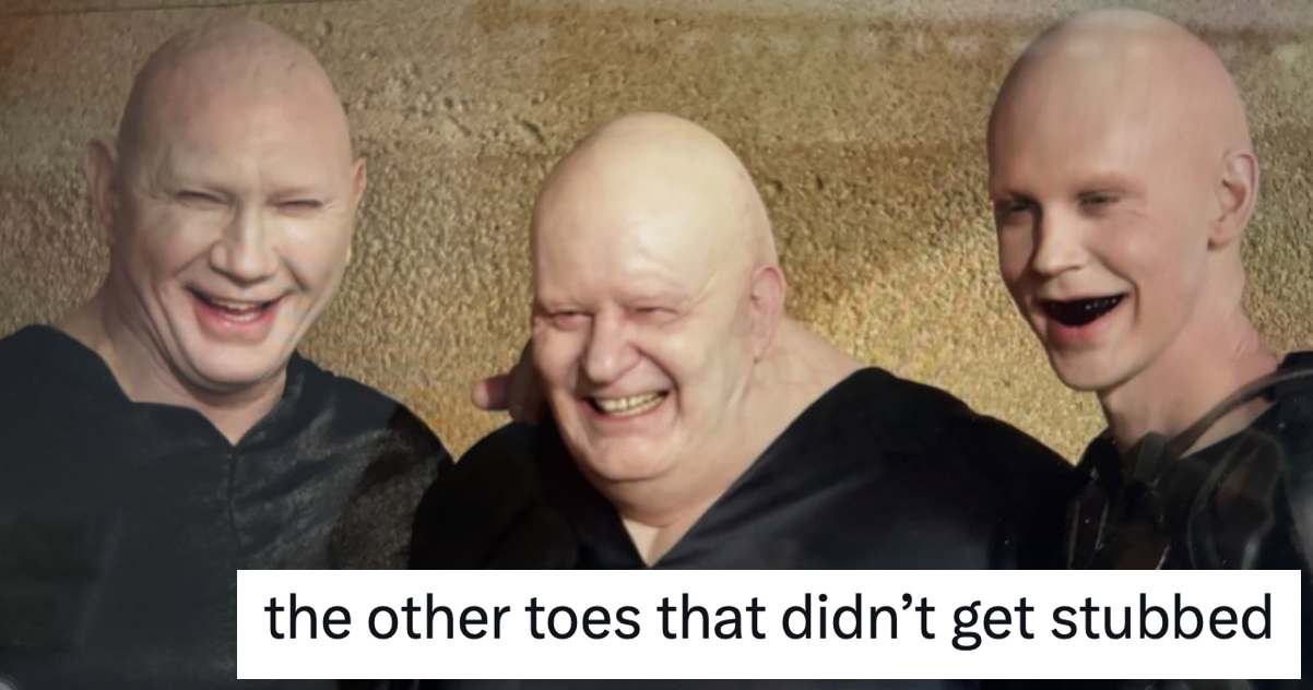 13 funniest captions to go with this picture of Dave Bautista, Stellan Skarsgård and Austin Butler laughing on the set of Dune