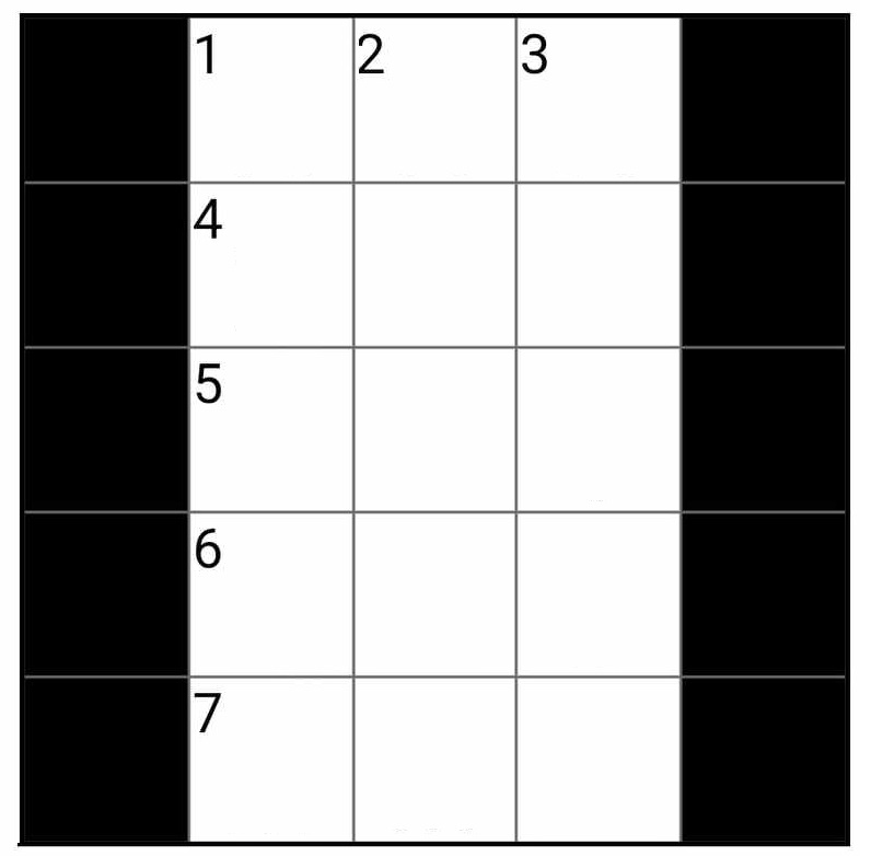 A three by five crossword grid.